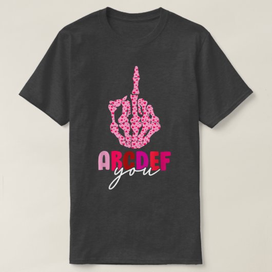 Funny Valentine's Day Hearts Middle Finger Skeleto T-Shirt (Design vorne)