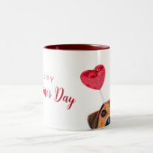 Funny Valentine's Day Hund Niedlich Heart Headband Zweifarbige Tasse (Mittel)
