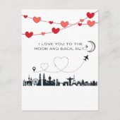 Funny Valentine's Day I Love you to the Moon But.. Feiertagspostkarte (Vorderseite)