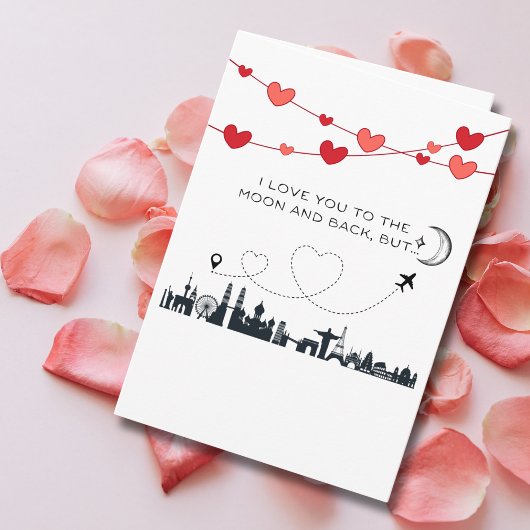 Funny Valentine's Day I Love you to the Moon But.. Feiertagspostkarte