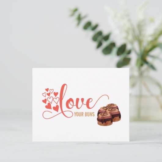 Funny Valentine's Day Liebe Deine Buns Joke Card Postkarte (Stehend Vorderseite)