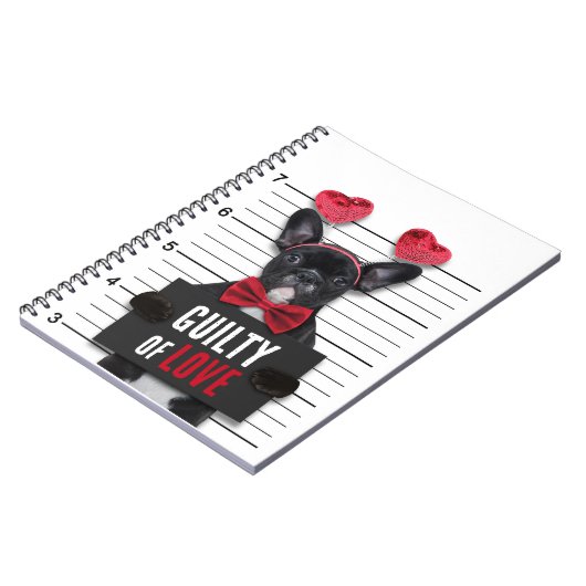 Funny Valentine's Day Mugshot Guilty Liebe Hund Notizblock (Linke Seite)