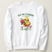 Funny Valentine's Day Niedlich Chick mit Blume Sweatshirt (Design vorne)