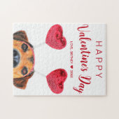 Funny Valentine's Day Niedlich Hunde Herz-Band Puzzle (Horizontal)
