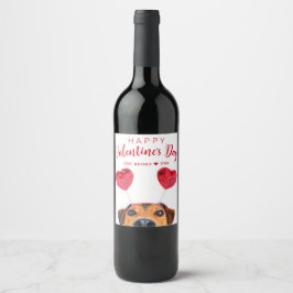 Funny Valentine's Day Niedlich Hunde Herz-Band Weinetikett