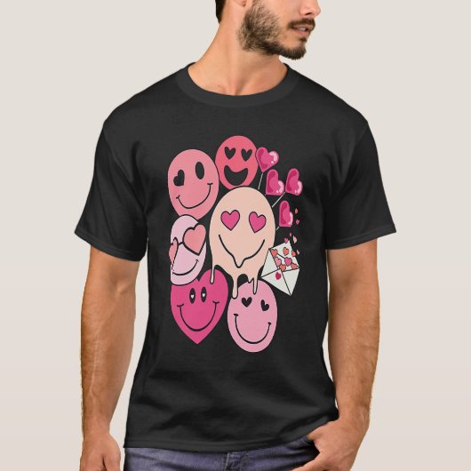 Funny Valentine's Day retro smile heart candy T-Shirt (Vorderseite)