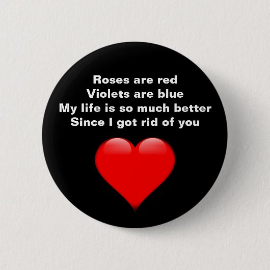 Funny Valentines Gedicht Single Frauen Button (Vorderseite)