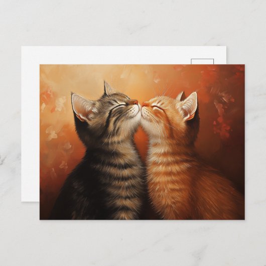 Funny Valentines küsst Kätzchen Postkarte (Vorne/Hinten)