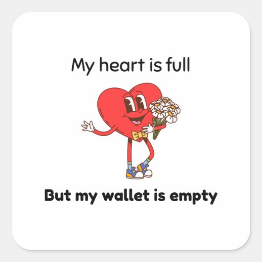 Funny Valentine's Quadratischer Aufkleber (Vorderseite)