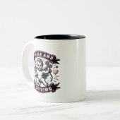 Funny Valentines, Single und blühende Cupio Zweifarbige Tasse (Vorderseite Links)