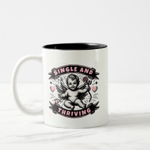 Funny Valentines, Single und blühende Cupio Zweifarbige Tasse