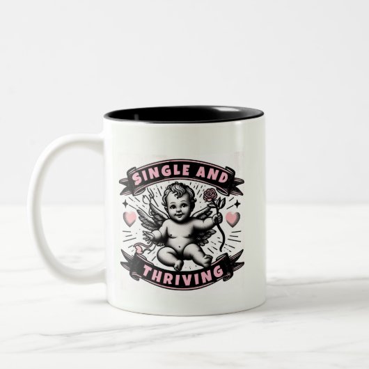 Funny Valentines, Single und blühende Cupio Zweifarbige Tasse (Links)