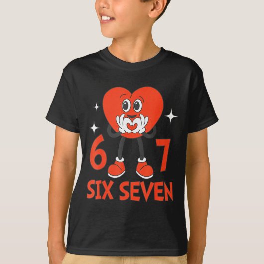 Funny Valentines Six Seven Hearts 6 7 Meme Boys Gi T-Shirt (Vorderseite)
