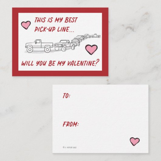 Funny Valentines Small Flat Card Set LKW Liebe Mitteilungskarte (Vorne/Hinten)