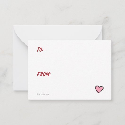 Funny Valentines Small Flat Card Set LKW Liebe Mitteilungskarte (Rückseite)