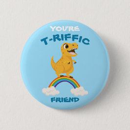 Funny Valentine's Tagesgeschenk blauer Dinosaurier Button