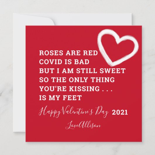 Funny Valentinstag 2021 Covid Gedicht Feiertagskarte (Vorderseite)