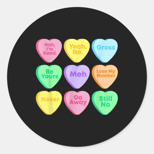 Funny Valentinstag Affirmations Candy Heart Runder Aufkleber (Vorderseite)