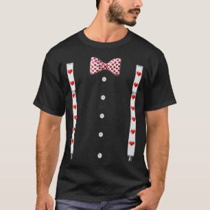 Funny Valentinstag Hearts Suspenders Heart Bow T-Shirt