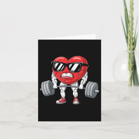 Funny Valentinstag Herz Weightheben Deadlift Karte (Vorderseite)