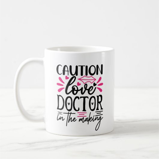 Funny Valentinstag Liebe Doctor Pink Hearts Kaffeetasse (Links)
