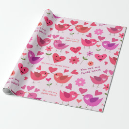 Funny Valentinstag Love Birds Muster Geschenkpapier