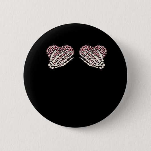 Funny Valentinstag Skeleton Hands Hearts Girl Cl Button (Vorderseite)