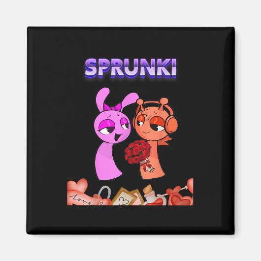 Funny Valentinstag Sprunki Herz für Kinder Mädchen Magnet (Vorne)