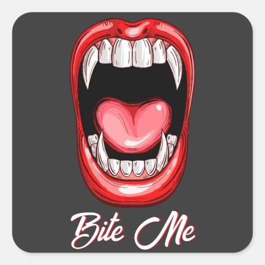 Funny Vampire Bite Halloween Quadratischer Aufkleber (Vorderseite)
