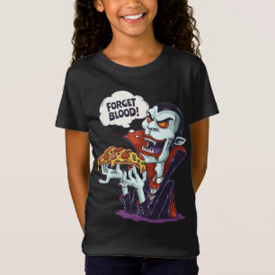 Funny Vampire Eating Pizza Halloween Lazy Costume T-Shirt