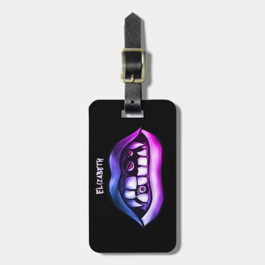 Funny Vampire Fangs Halloween Gepäckanhänger (Vorderseite vertikal)