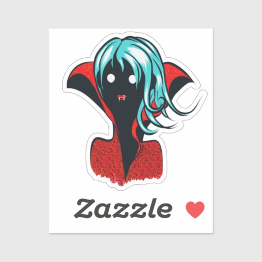 Funny Vampire Girl Niedlich Goth Art Aufkleber (Blatt)