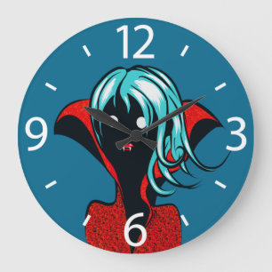 Funny Vampire Girl Niedlich Goth Art Große Wanduhr