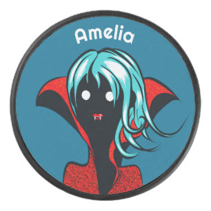 Funny Vampire Girl Niedlich Goth Charakter Art Nam Eishockey Puck