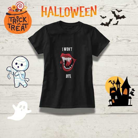 Funny Vampire "I will not Bite" Familie Halloween T-Shirt