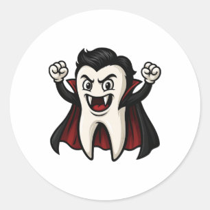 Funny Vampire Tooth Spooky Halloween Zahnärzte Runder Aufkleber
