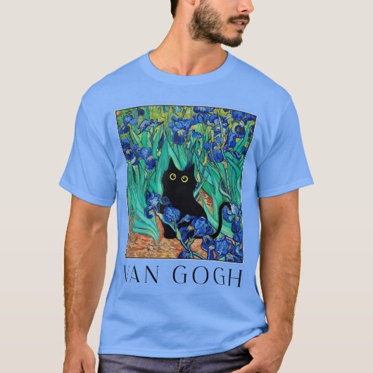 Funny Van Gogh Iris Flowers Cat Meme Van Gogh Art T-Shirt (Vorderseite)