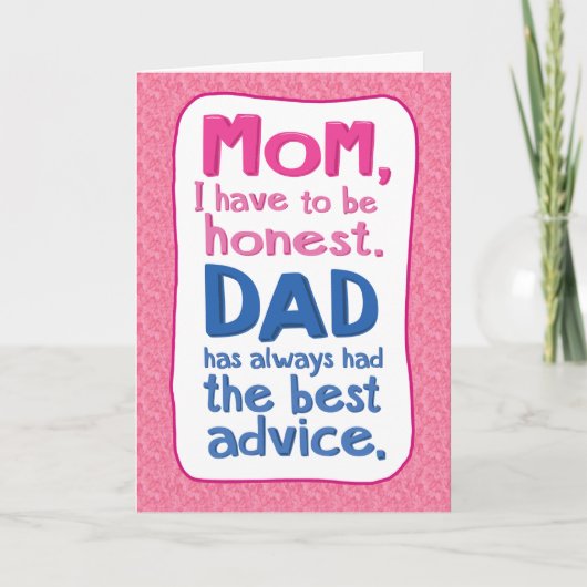 Funny Vater Advice Mother's Day Card Karte (Vorderseite)