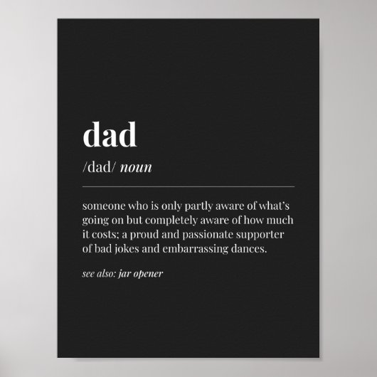 Funny Vater Definition Black Poster (Vorne)