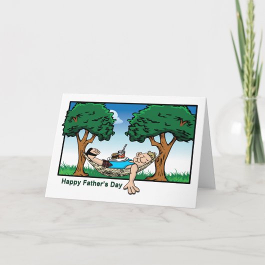 Funny Vater in einem Hammock Cartoon Vathday Karte (Vorderseite)