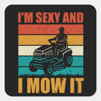 Funny Vater LandScaper Geschenk für den Vatertag Quadratischer Aufkleber