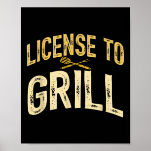 Funny Vater Lieben Grillen Lizenz für Grillfleisch Poster