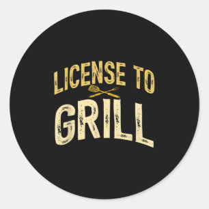 Funny Vater Lieben Grillen Lizenz für Grillfleisch Runder Aufkleber