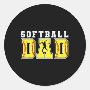 Funny Vater Life Softball Baseball Großvater Vater Runder Aufkleber