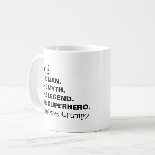 Funny Vater Man Myth Legend Grumpy Typografie Kaffeetasse (Vorderseite Links)