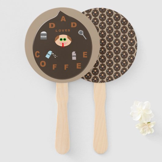 Funny Vater Monster Lieben Kaffee Hand Fan Fächer (Vorne und Hinten)