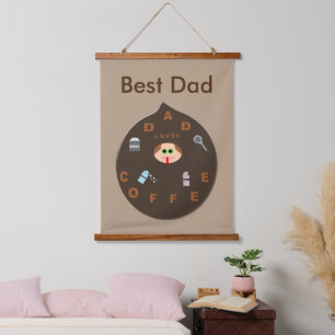 Funny Vater Monster Lieben Kaffee kundenspezifisch Wandteppich Mit Holzrahmen