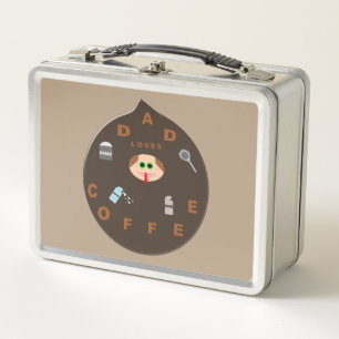Funny Vater Monster Lieben Kaffeemetaille Mittagsp Metall Lunch Box