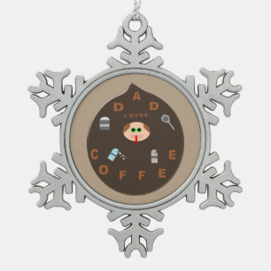Funny Vater Monster Lieben Kaffeeplantage Schneeflocken Zinn-Ornament