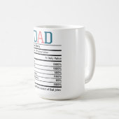Funny Vater Nutrition Fakten Kaffeetasse (VorderseiteRechts)